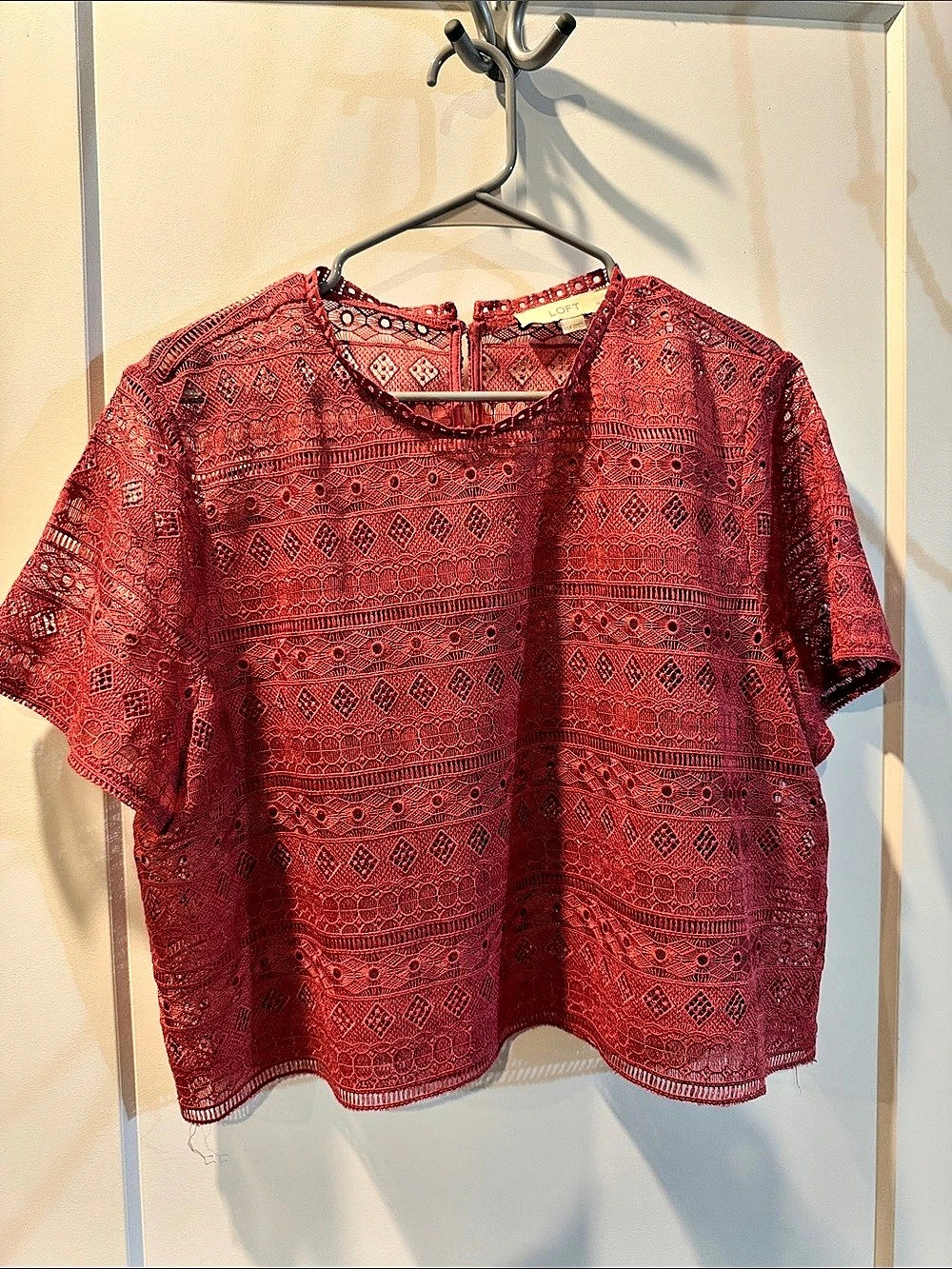 LOFT salmon Crochet Lace Tunic Size Medium